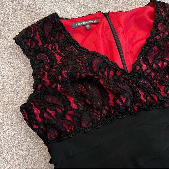 Jones Wear Dress NWT Lace Sleeveless Knee Length Ruffle Dress Women’s Size 10, - Picture 11 of 16